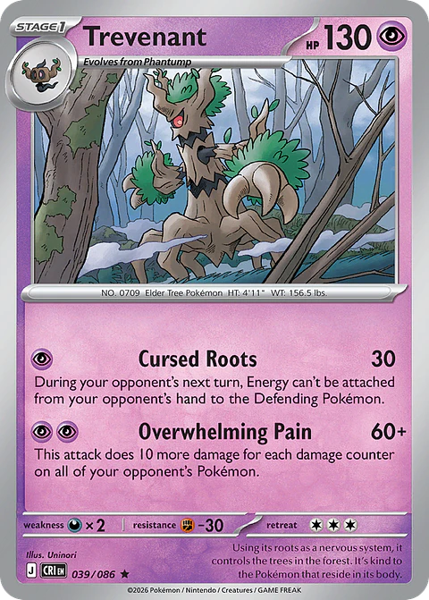 Trevenant - CRI-039-RH - Rare Reverse Holo
