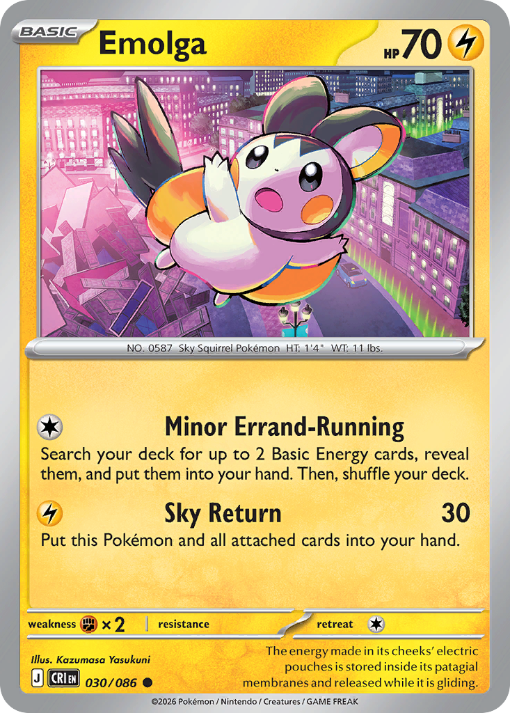 Emolga - CRI-030-RH - Common Reverse Holo 1