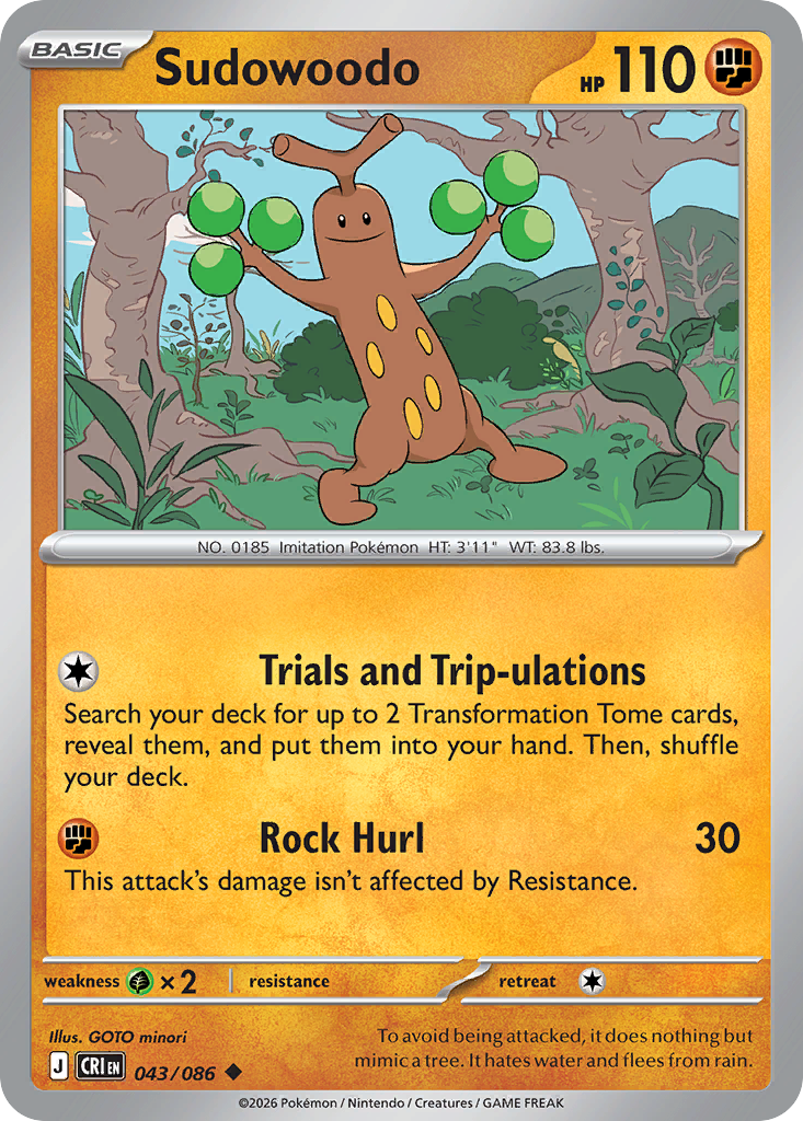 Sudowoodo - CRI-043-RH - Uncommon Reverse Holo 1