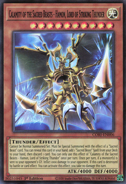 Calamity of the Sacred Beasts - Hamon, Lord of Striking Thunder - CORI-EN006 - Super Rare