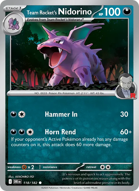 Team Rocket's Nidorino - DRI-118 - Holo reverse