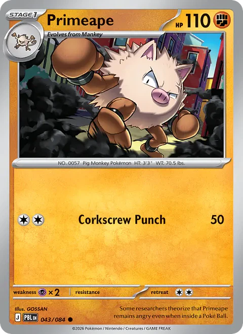 Primeape - PBL-043-RH - Common Reverse Holo