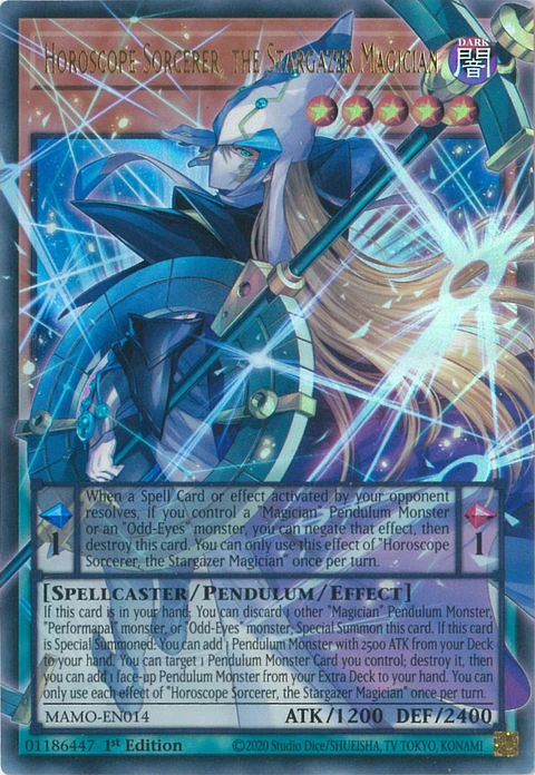 Horoscope Sorcerer, the Stargazer Magician - MAMO-EN014 - Ultra Rare (Extended Art)