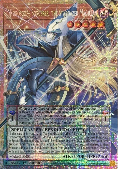 Horoscope Sorcerer, the Stargazer Magician - MAMO-EN014 - Starlight Rare (Extended Art)