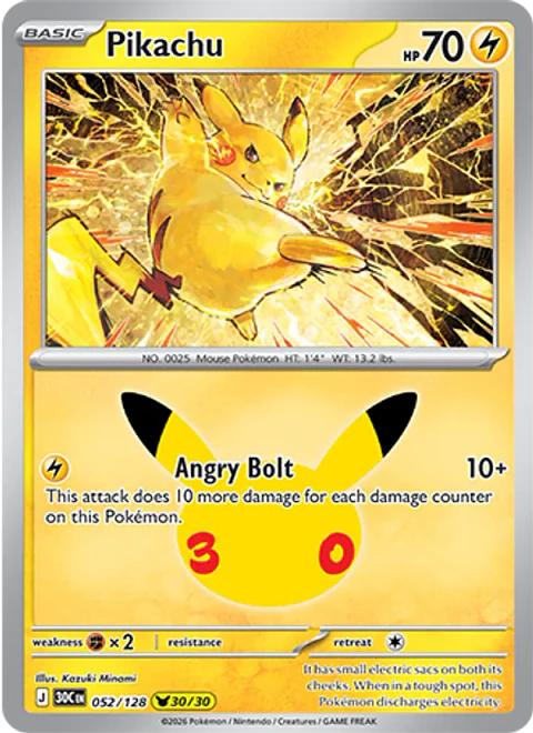 Pikachu - 30C-052-H - Pikachu Rare
