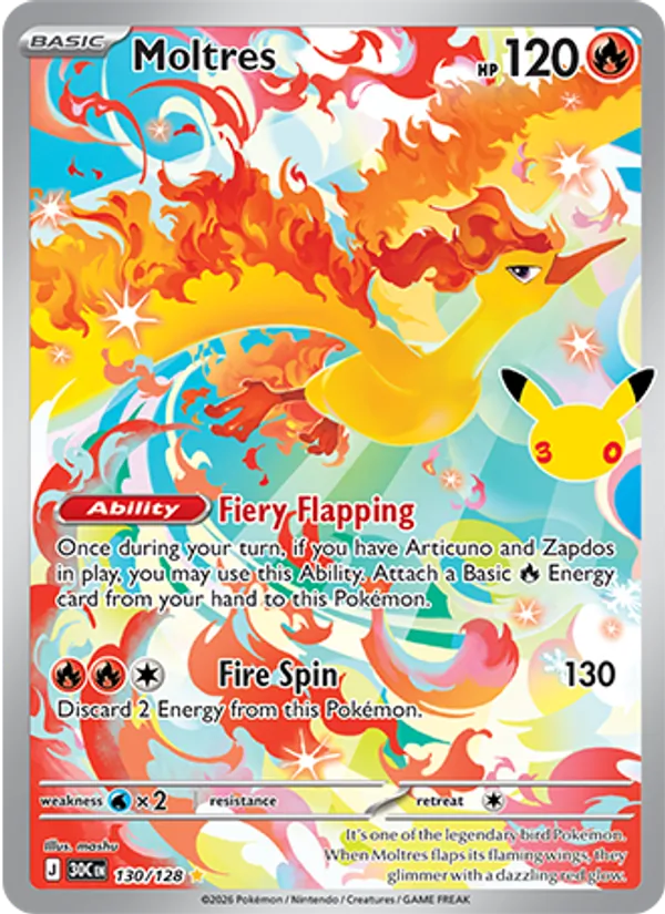 Moltres - 30C-130-H - Illustration Rare 1