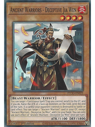 Ancient Warriors - Deceptive Jia Wen - ETCO-EN022 - Common