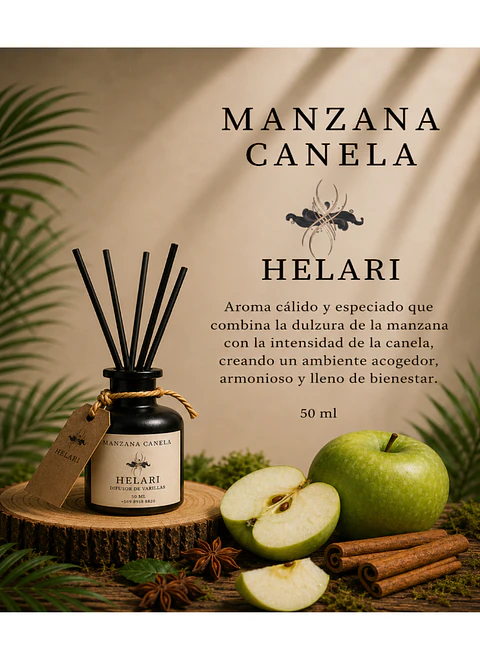 Difusor Ambiental con Varillas Manzana Canela