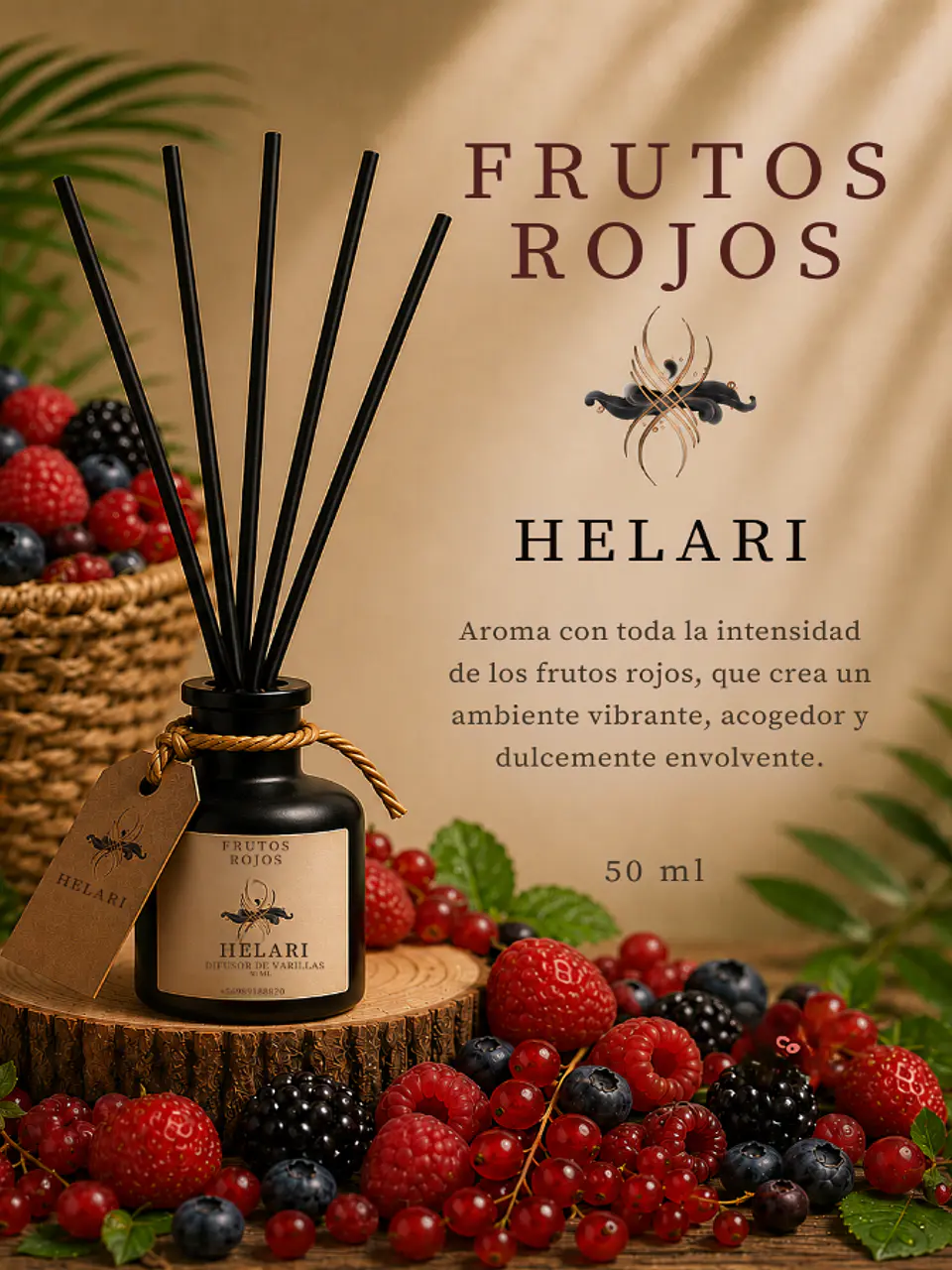 Difusor Ambiental con Varillas Frutos Rojos 1