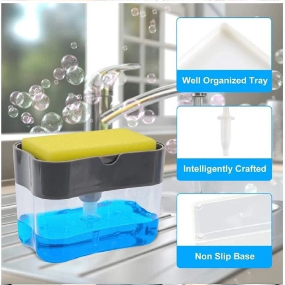 Dispensador de jabón líquido con soporte para esponja