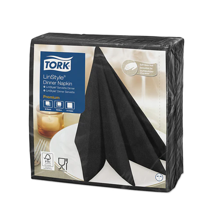 SERVILLETAS MESA 40X40 NEGRA PAQ 12 200 HS 1