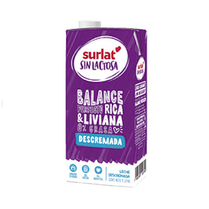 LECHE DESCREMADA SIN LACTOSA 1LT SURLAT