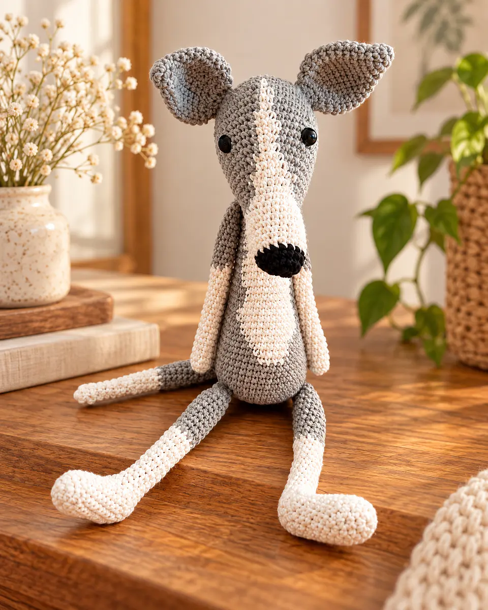 Galgo em Crochet Artesanal – 38 cm 1