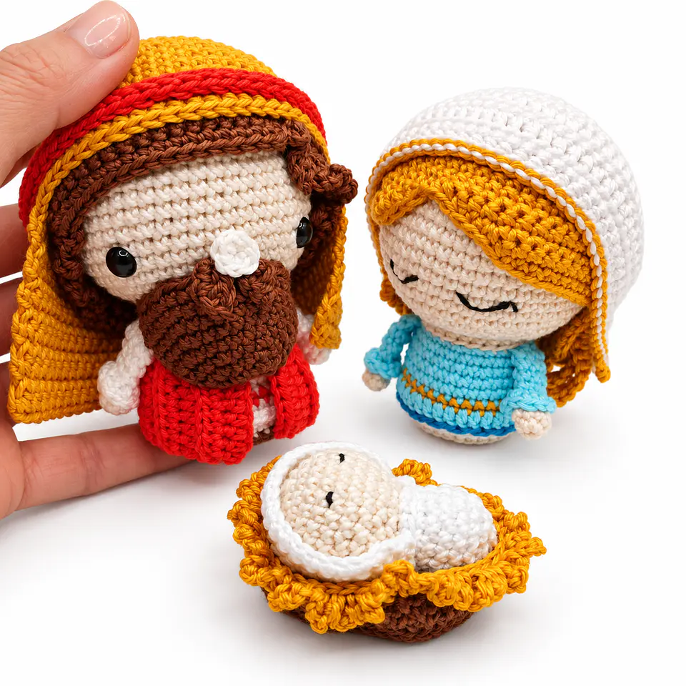 Presépio em Crochet – Sagrada Família Artesanal 1