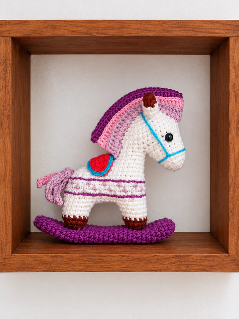 Cavalinho de Carrossel em Crochet – Miniatura Artesanal