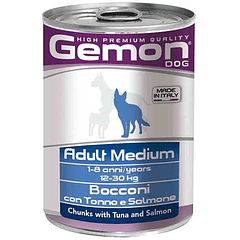 GEMON Lata Perro adulto Atún y Salmón 415 GRS (3 unidades)