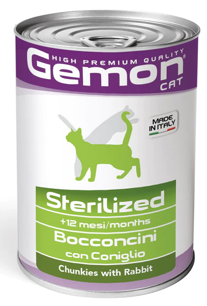 GEMON Lata gatos esterilizado conejo 415 grs (3 unidades)