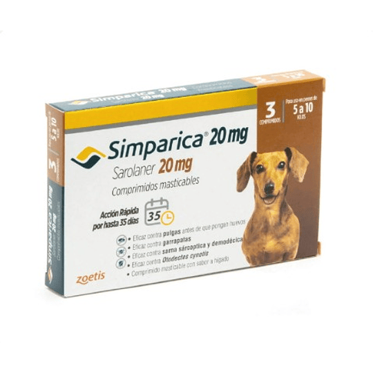 Simparica 20 mg - 5 kg a 10 kg x 3