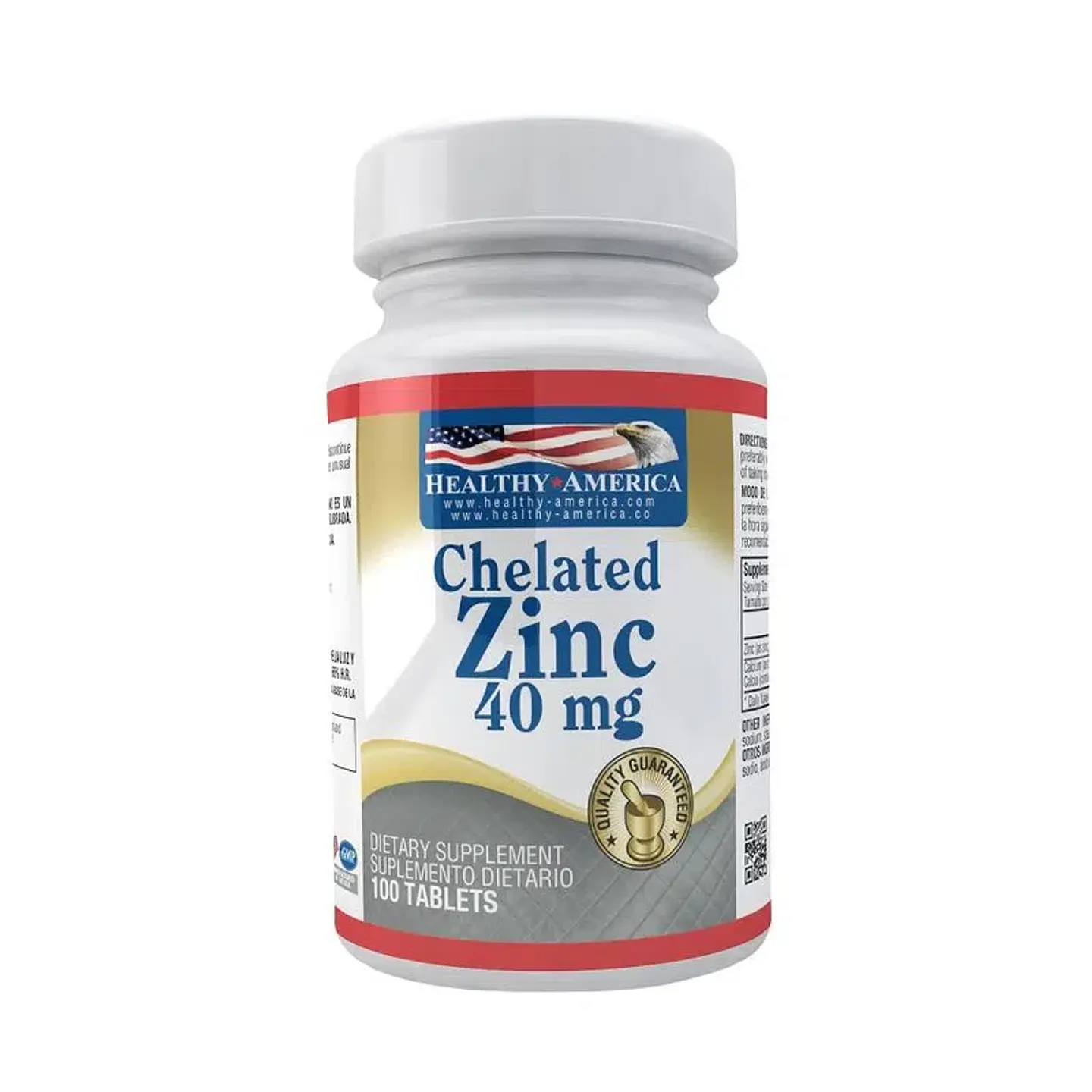 Chelated 40Mg (Zinc Gluconate) 100Capsules Healthy America 1