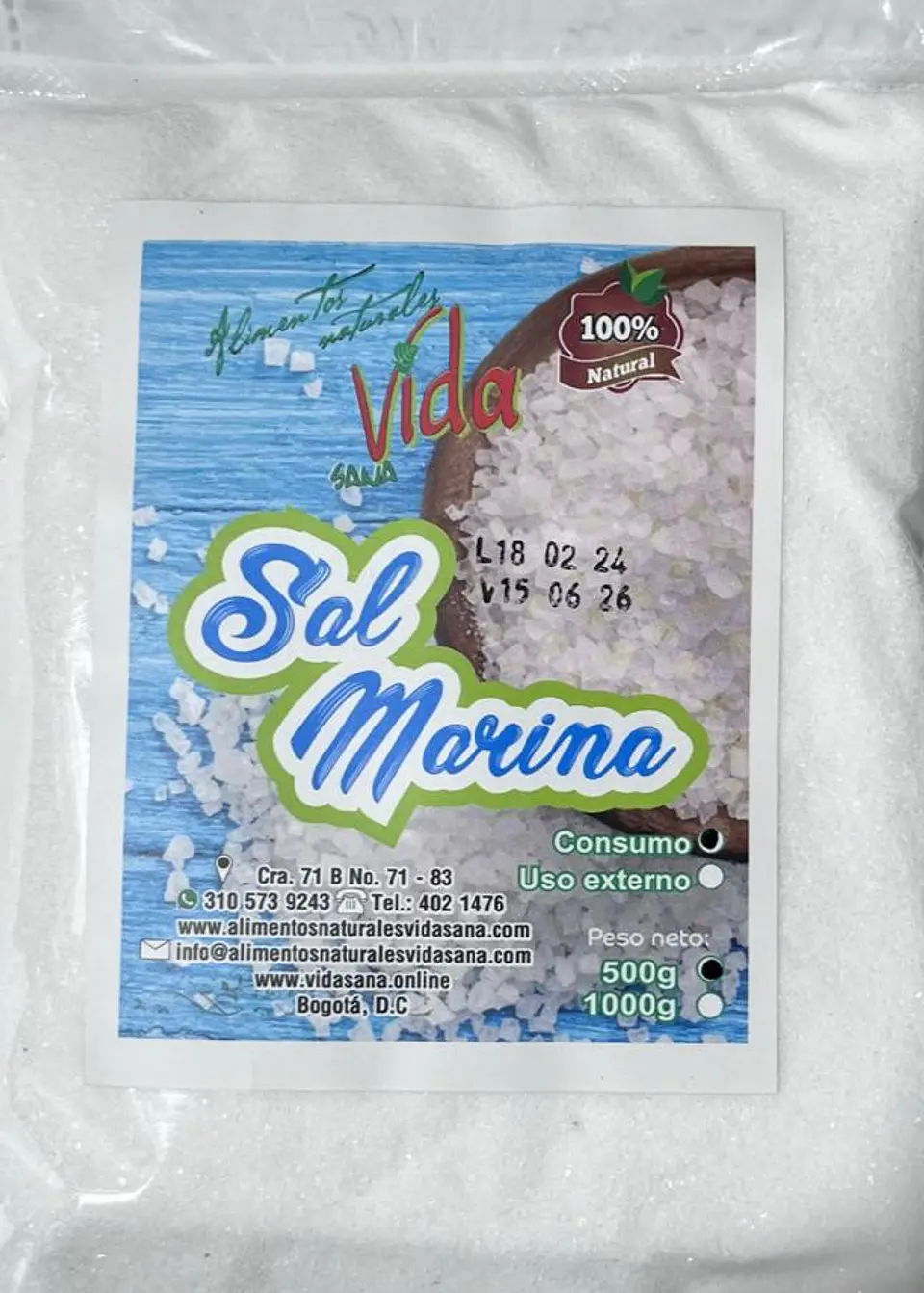 Sal Marina Consumo 500G Alimentos Naturales Vida Sana 1