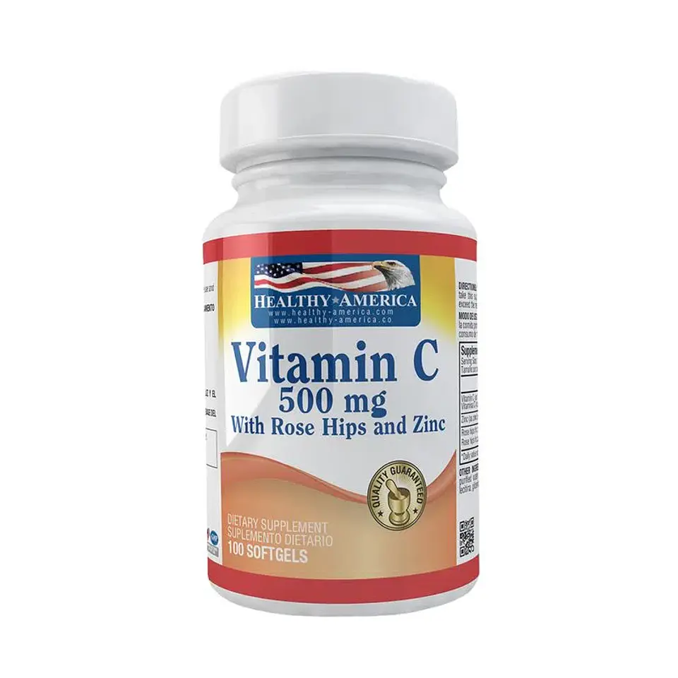 Vitamina C Rose Hips 500Mg 100Softgels Healthy America 1