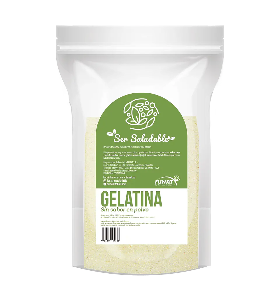 Gelatina Sin Sabor 250G Laboratorios Funat 1
