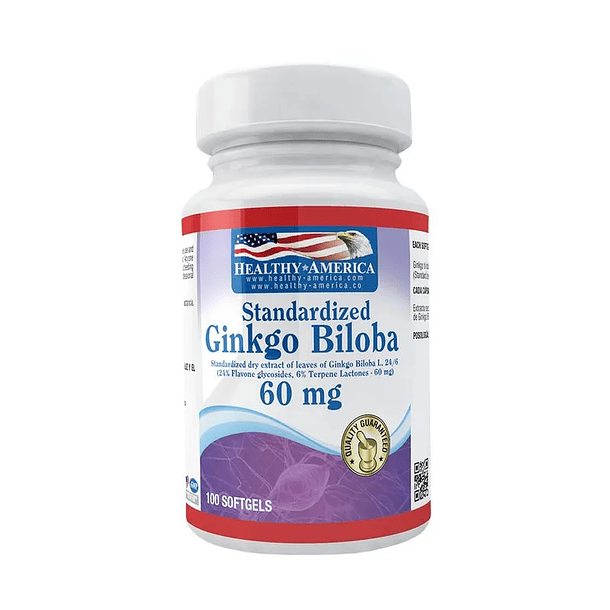Ginkgo Biloba 60 Mg 100 Softgels Healthy America