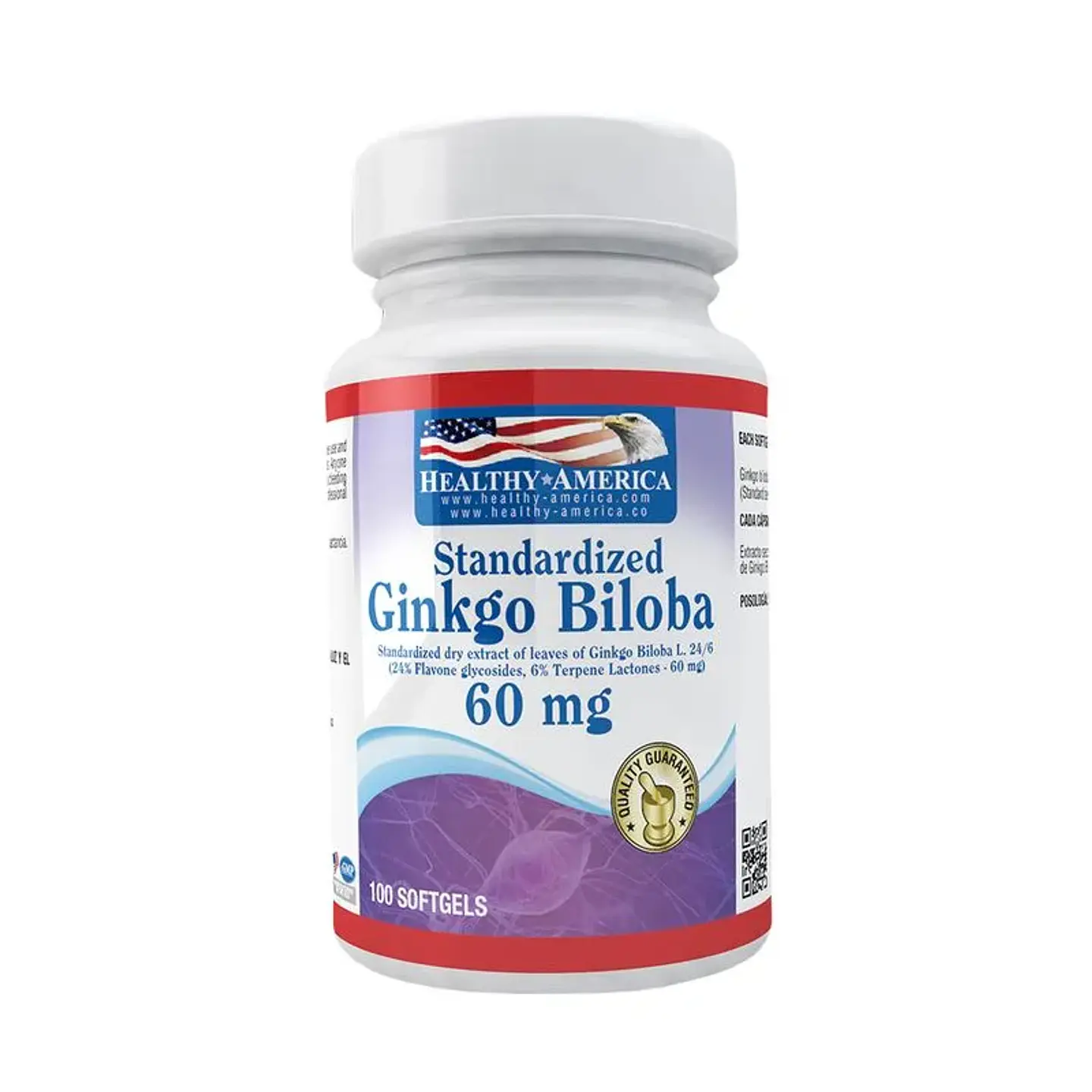 Ginkgo Biloba 60 Mg 100 Softgels Healthy America 1