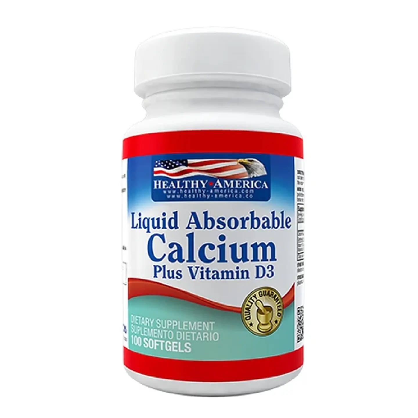 Liquid Absorbable Calcium 100Softgels Healthy America 1