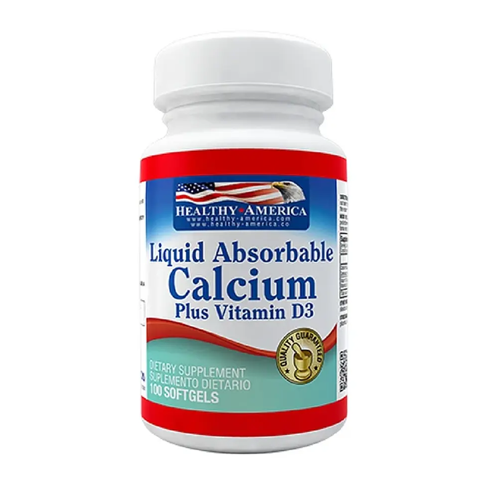 Liquid Absorbable Calcium 100Softgels Healthy America 1