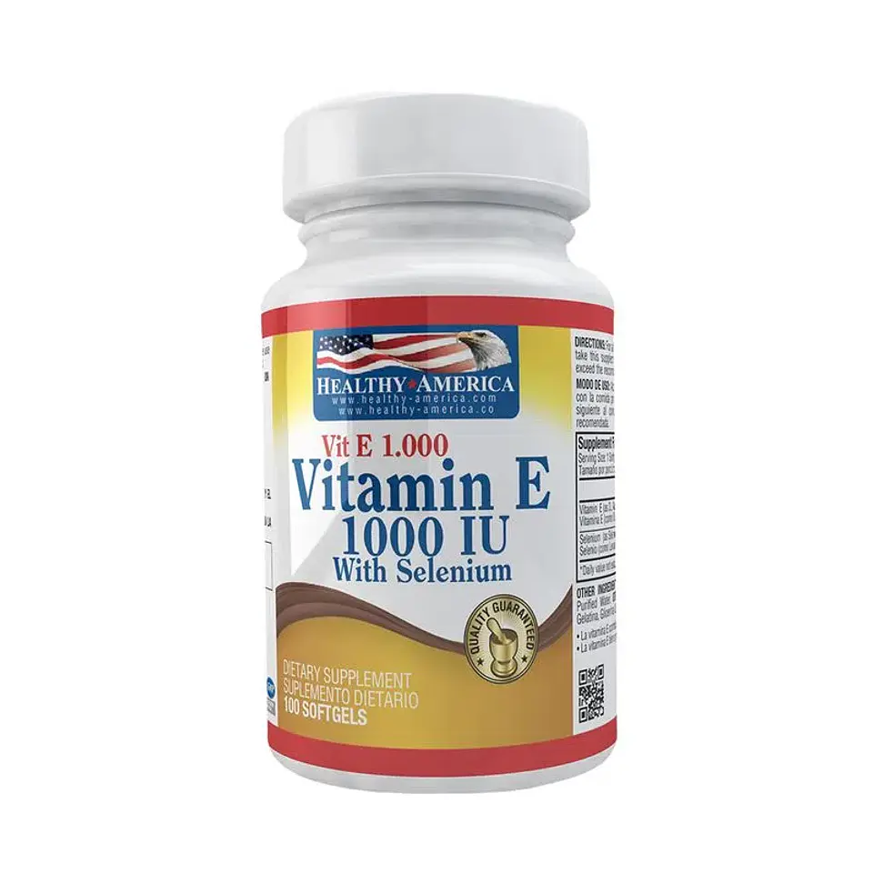 Vitamina E 1000Iu With Selenium 100Softgels Healthy America 1