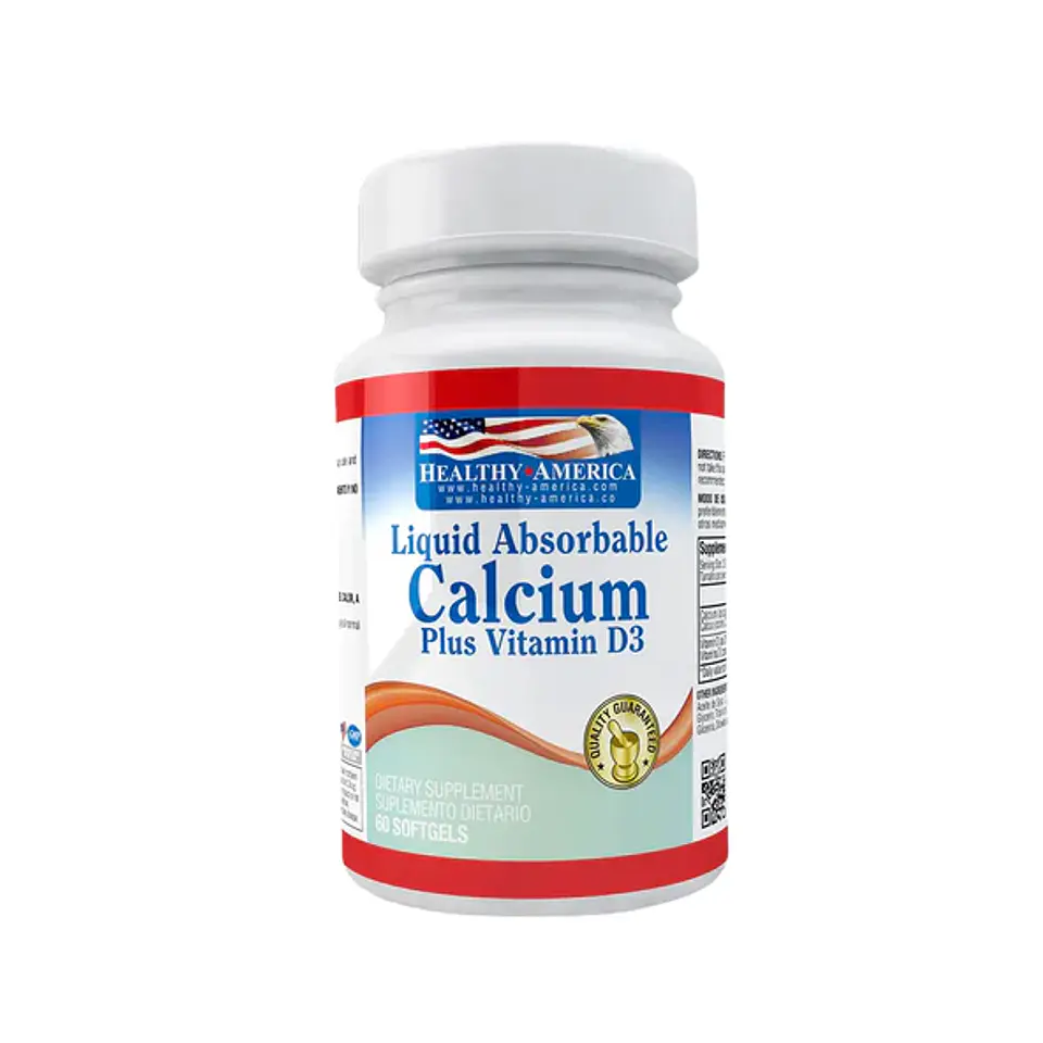 Liquid Adsorbable Calcium 60Softgels Healthy America 1