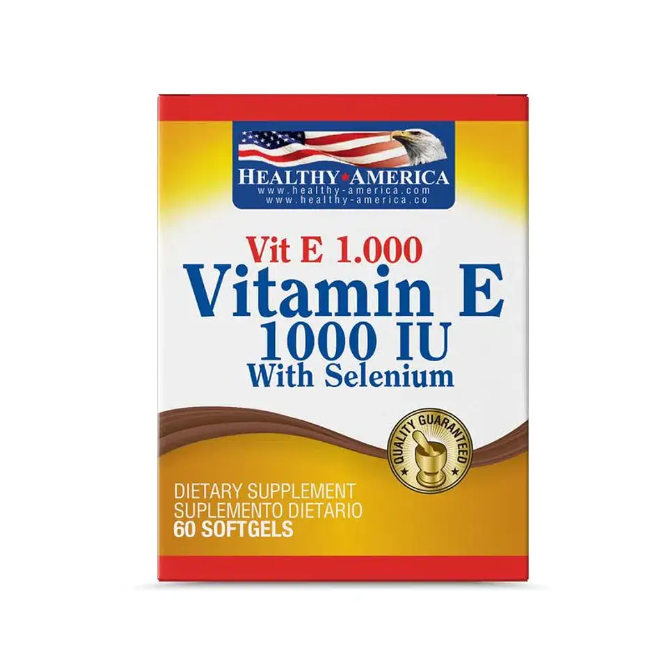 Vitamina E 1000Iu With Selenium 60Softgels Healthy America 1
