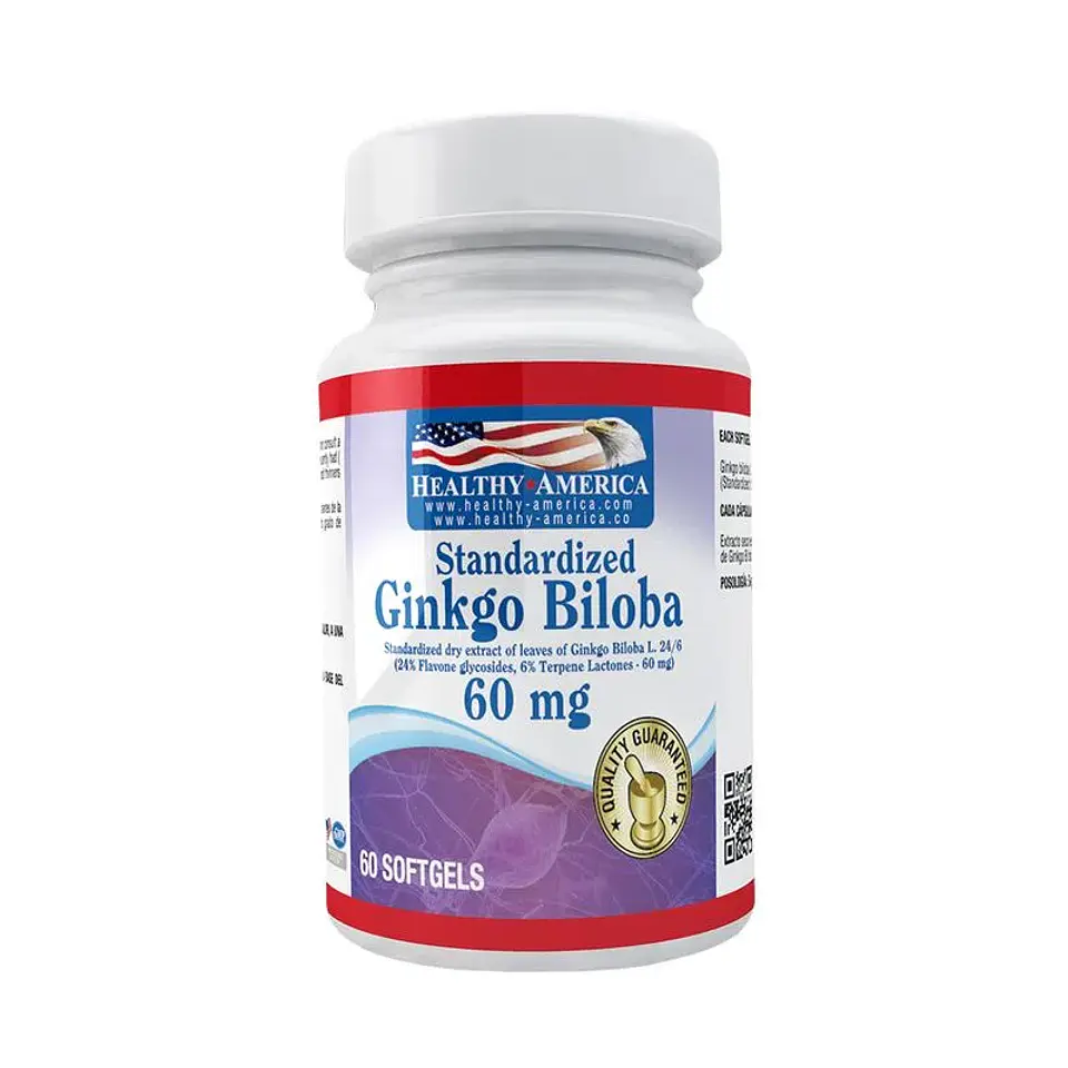 Ginkgo Biloba 60Mg 60 Softgels Healthy America 1