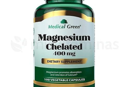 Magnesium 400 Mg Chelated 100 Caps Medical Green