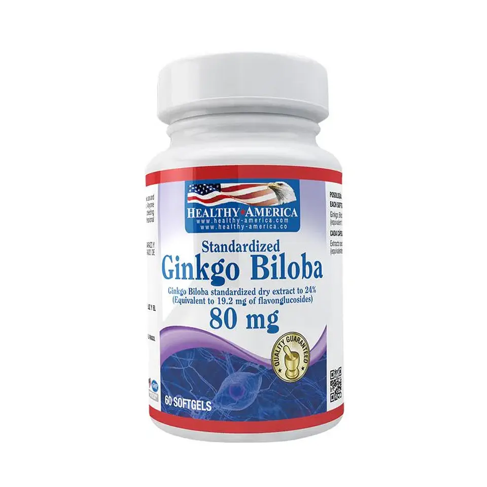 Ginkgo Biloba 80Mg 60 Softgels Healthy America 1
