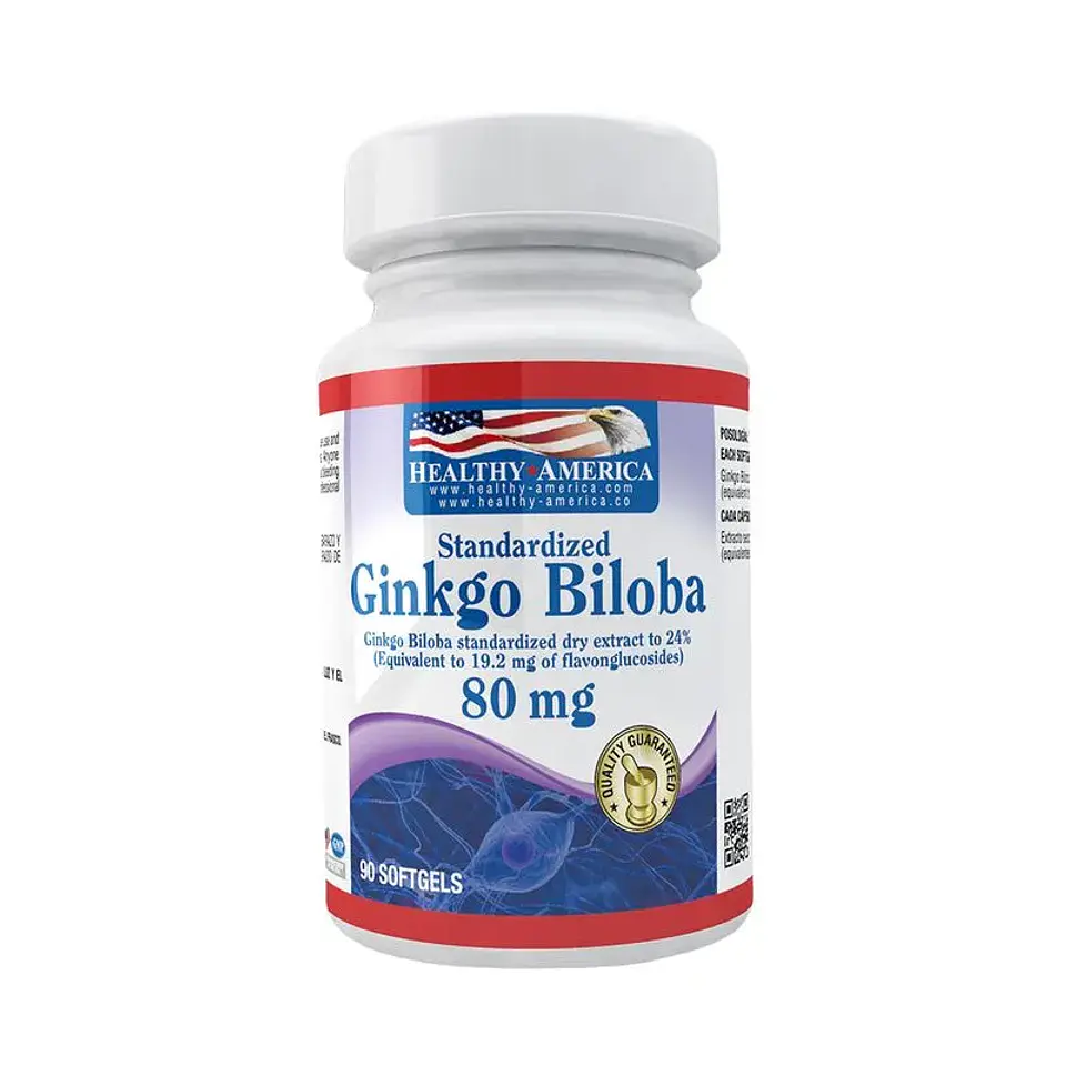 Ginkgo Biloba 80Mg 90 Softgels Healthy America 1
