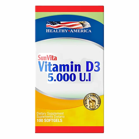 Vitamina D3 5000Iu 100 Sofgetls Healthy America