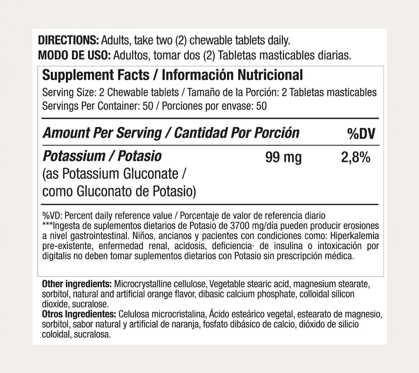 Potasio 595 Mg Masticable 100 Tabletas Medical Green 2