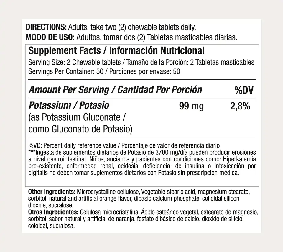 Potasio 595 Mg Masticable 100 Tabletas Medical Green 2