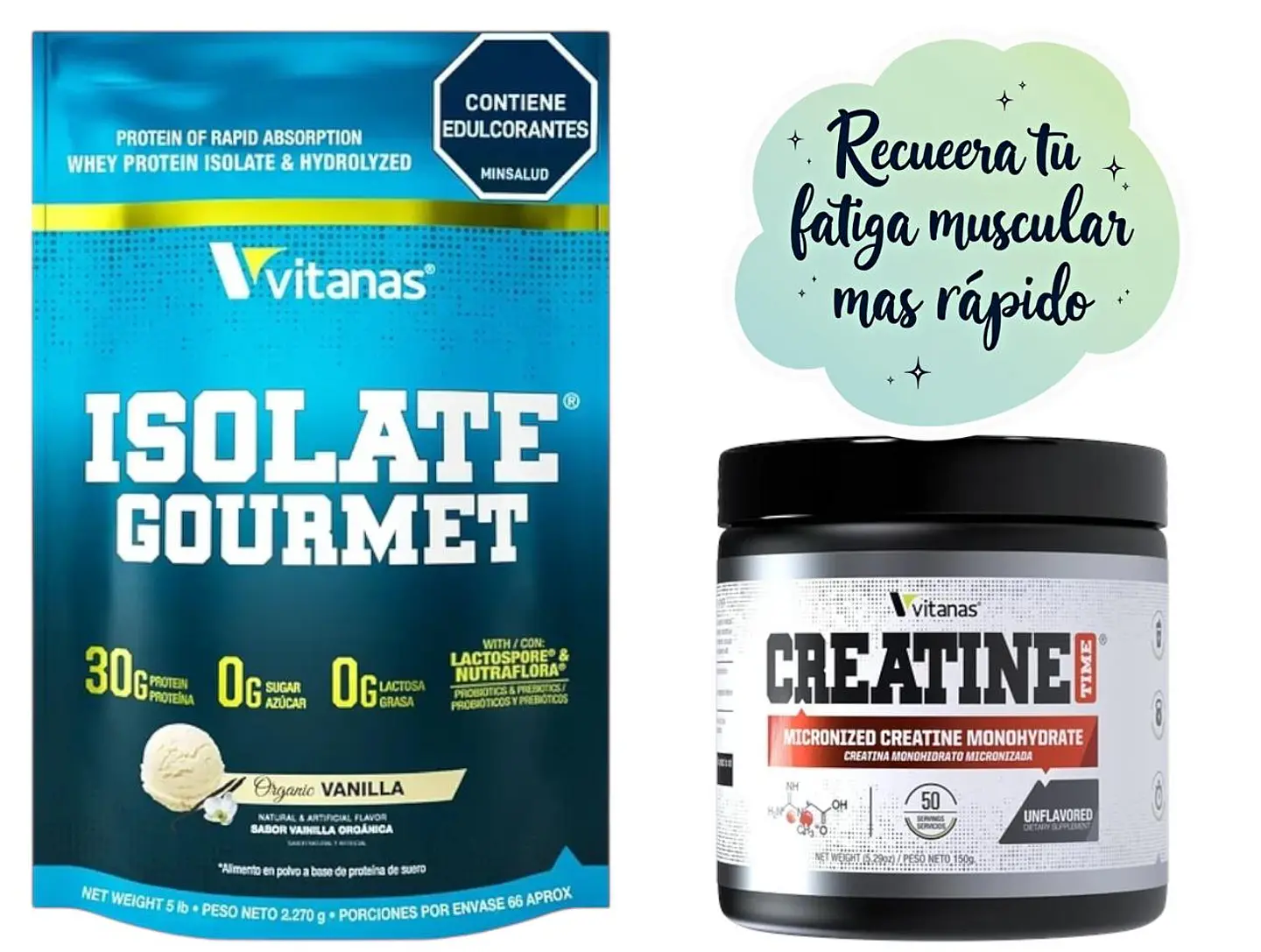 Combo Proteína Isolatada 5 lbs + Creatina Micronizada 150g - Vitanas 1