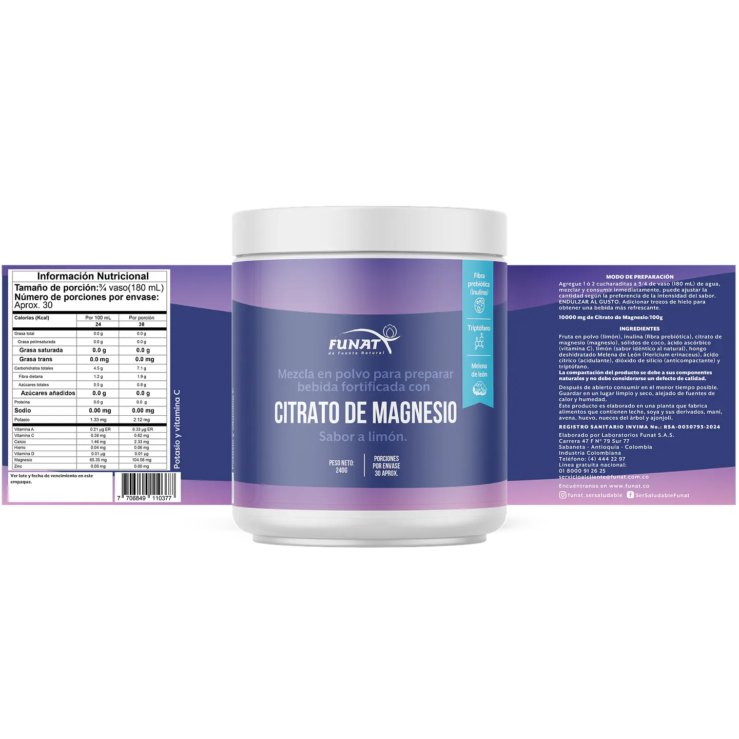 Citrato de Magnesio 240 gr Funat 2
