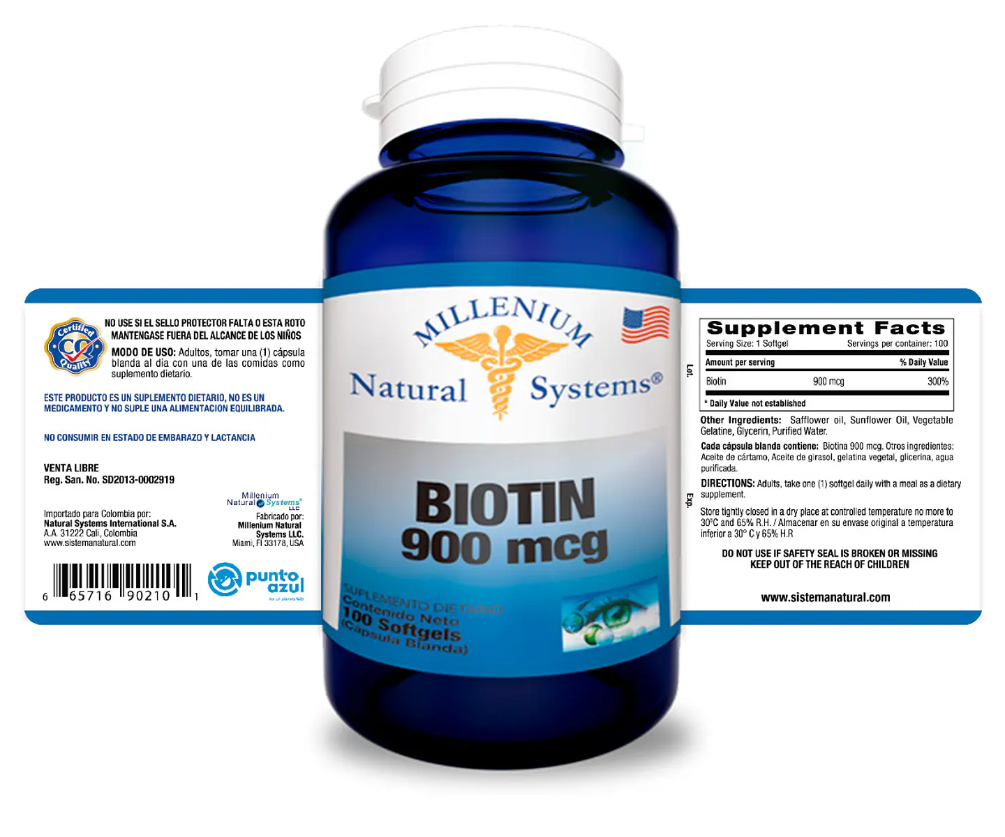 Biotina 900 mcg 100 Sofgetls Natural Systems 2