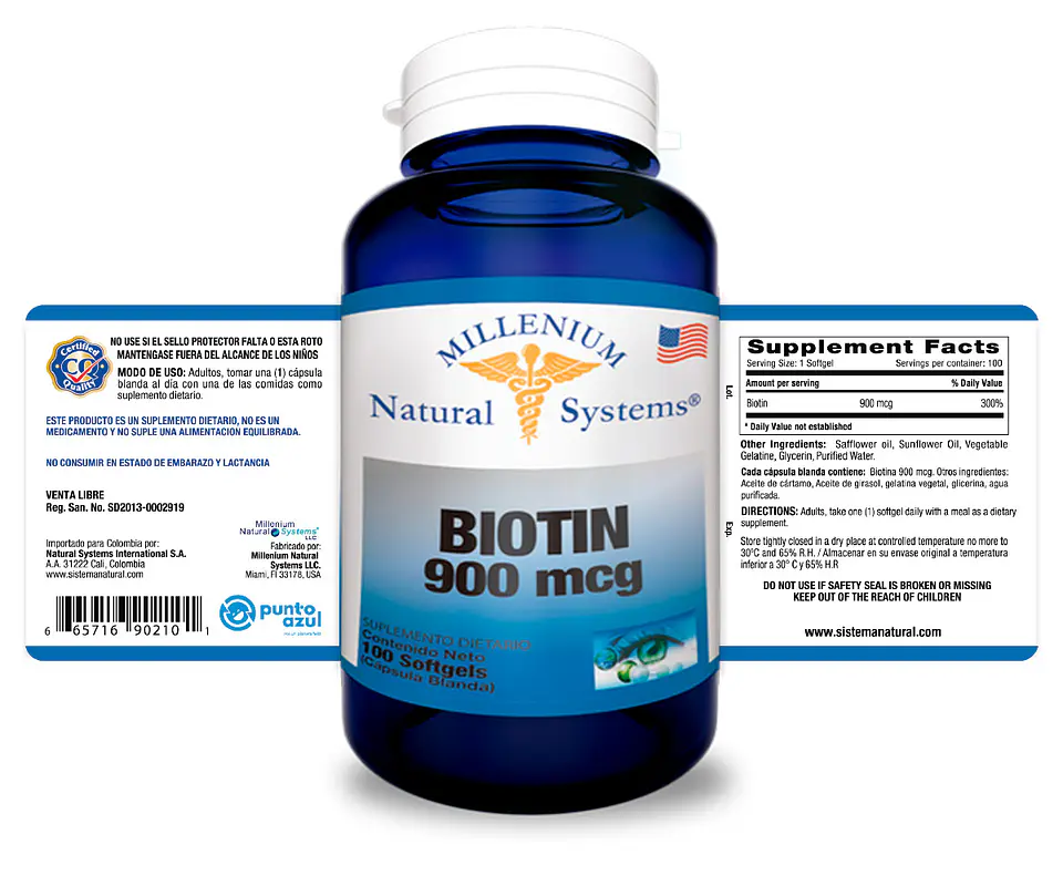 Biotina 900 mcg 100 Sofgetls Natural Systems 2