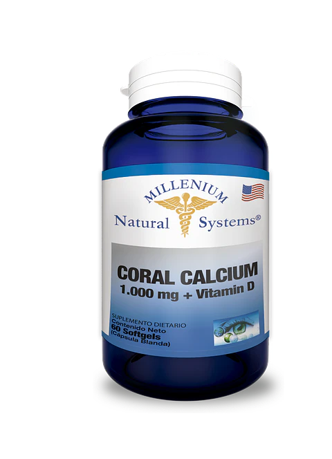 Coral Calcium 1000 mg + Vitamina D 60 Sofgetls Natural Systems