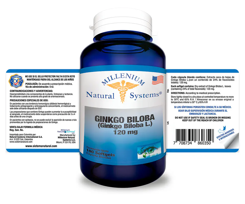 Ginkgo Biloba 120 mg 100 Sofgetls Natural Systems 2