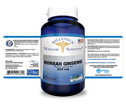 Korean Ginseng 820 mg Sofgetls