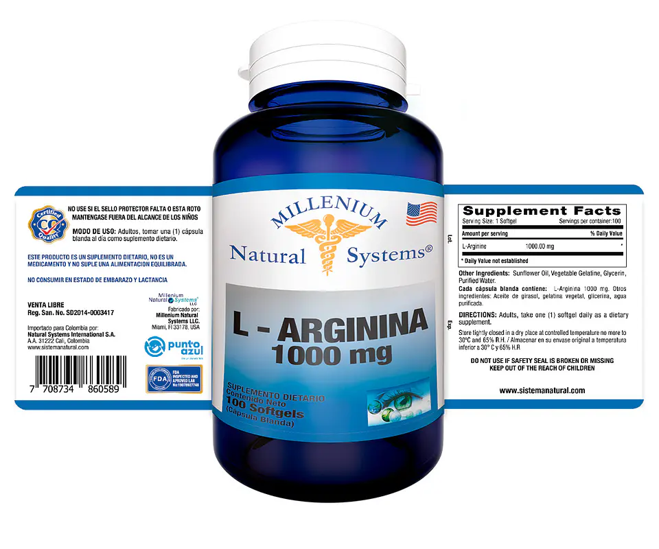 L-Arginina 1000 mg 100 Sofgetls Natural Systems 2