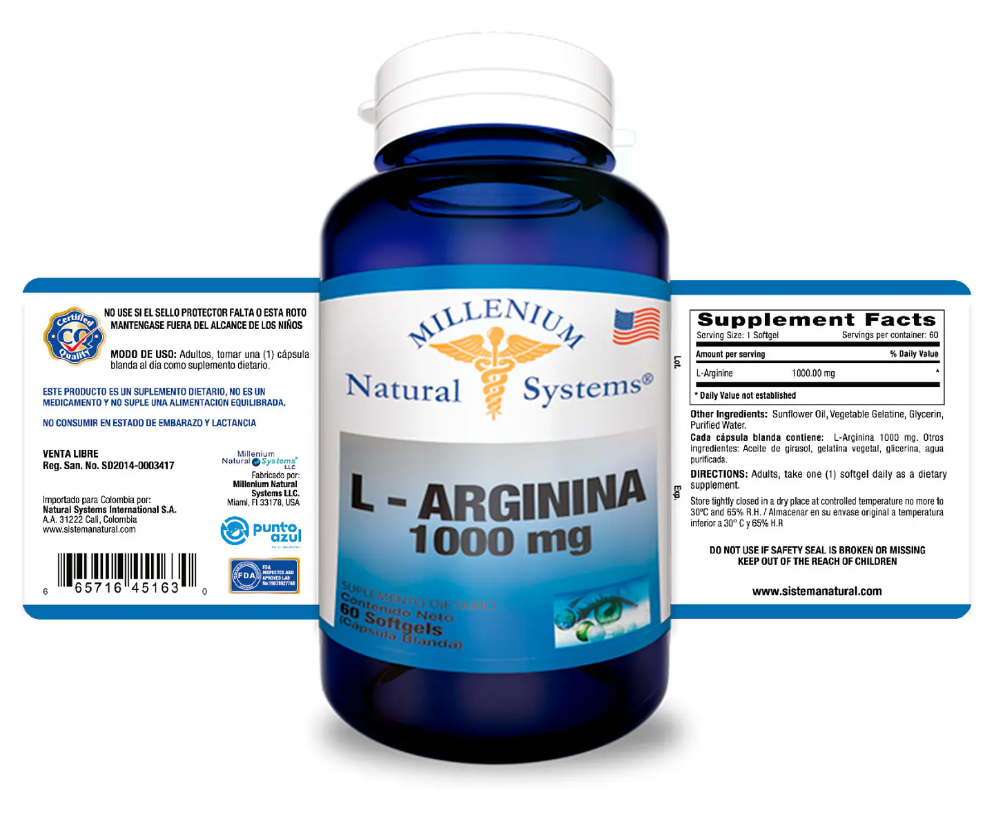 L-Arginina 1000 mg 60 Sofgetls Natural Systems 2
