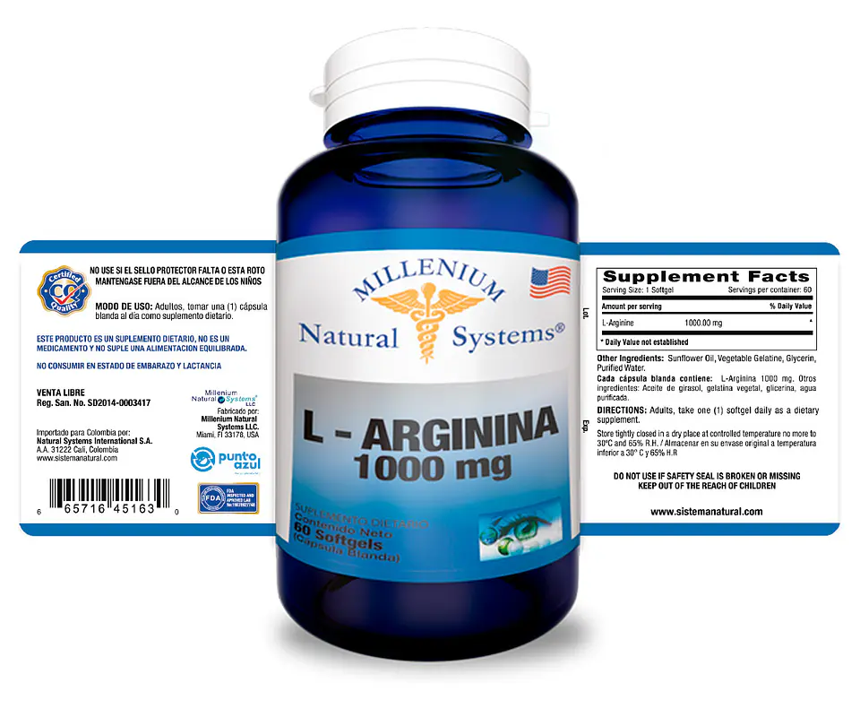 L-Arginina 1000 mg 60 Sofgetls Natural Systems 2